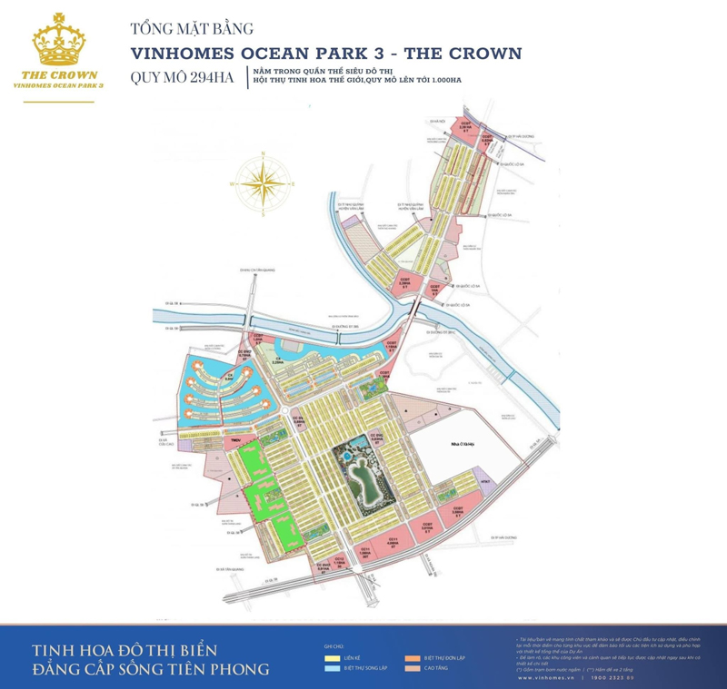 Mặt bằng tổng thể dự án vinhomes ocean park 3 - the crown